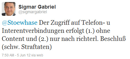 @Stoewhase Der Zugriff auf Telefon- u Interentverbindungen erfolgt (1.) ohne Content und (2.) nur nach richterl. Beschluß (schw. Straftaten)